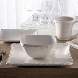 16-Piece Solid White Stone Dinnerware Set (Service for 4)