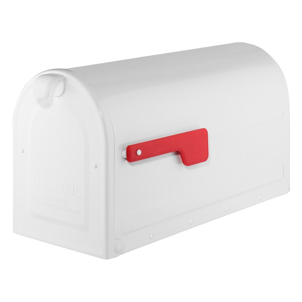 MB2 Post Mount Mailbox Black with Red Flag - Super Arbor