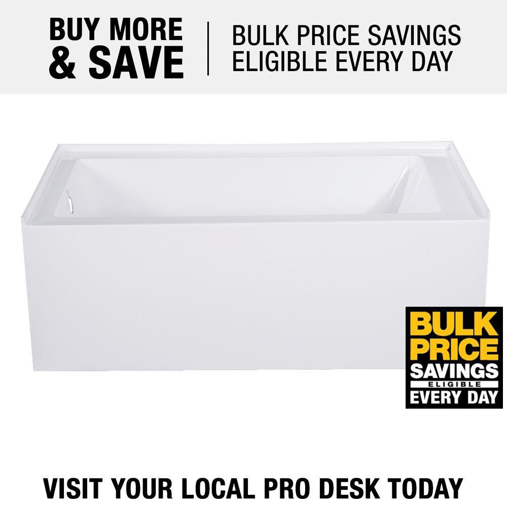 Aqua Eden Jenny 54 in. Acrylic Left-Hand Drain Rectangular Alcove Bathtub in White - Super Arbor