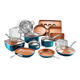 20-Piece Aluminum Ti-Ceramic Nonstick Cookware and Bakeware Set in Graphite