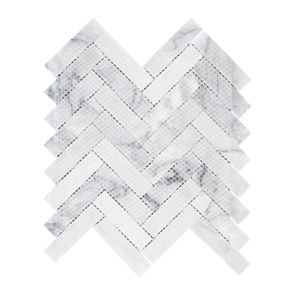 American Olean Genuine Stone Refined White 11-in x 14-in Honed Marble Herringbone Floor and Wall Tile, 0.94 sq ft per Piece