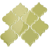Giorbello Glass Arabesque Tiles Light Olive 4-in x 4-in Glossy Glass Subway Wall Tile (7.81-sq. ft/ Carton)