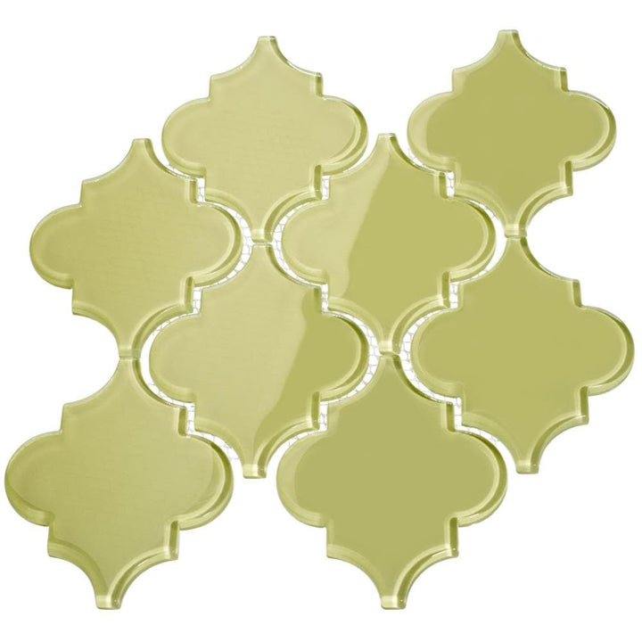 Giorbello Glass Arabesque Tiles Light Olive 4-in x 4-in Glossy Glass Subway Wall Tile (7.81-sq. ft/ Carton)