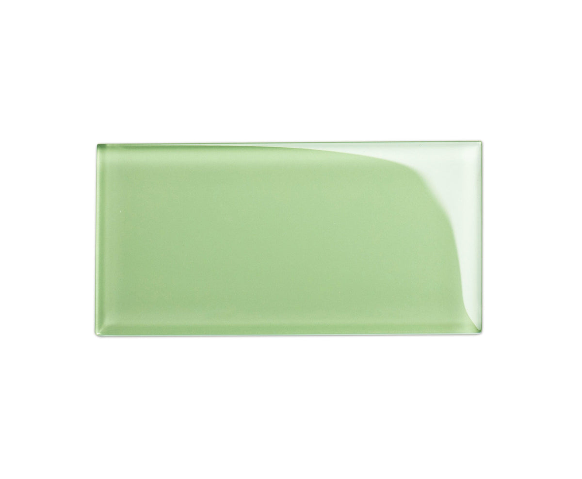 Giorbello (Sample) 3x6 Glass Subway Tiles Powder Room Green 3-in x 6-in Glossy Glass Brick Subway Wall Tile