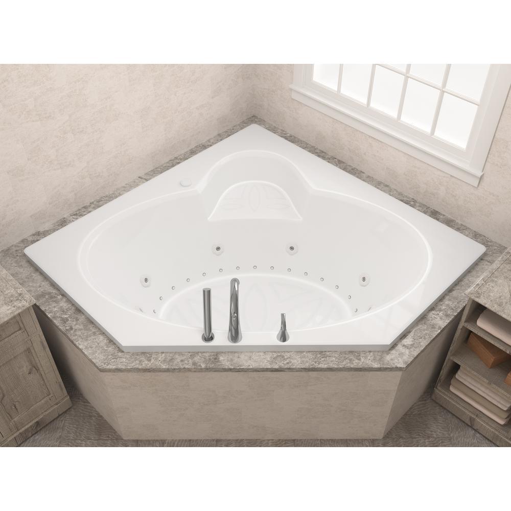 Malachite 5 ft. Acrylic Corner Drop-in Whirlpool Air Bathtub in White - Super Arbor
