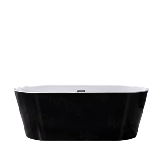 Greenfield 67 in. Acrylic FlatBottom Double Ended Bathtub with Brushed Nickel Overflow and Drain Included in Black