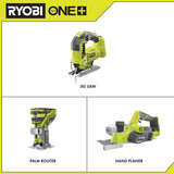 18-Volt ONE+ Cordless Jig Saw, Trim Router, and Planer (Tools Only) - Super Arbor