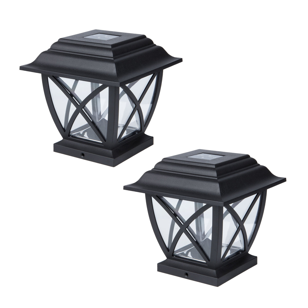Harbor Breeze 4-in x 4-in 2-Pack 5-Lumen Black Solar LED Outdoor Post Cap Light (3500 K)