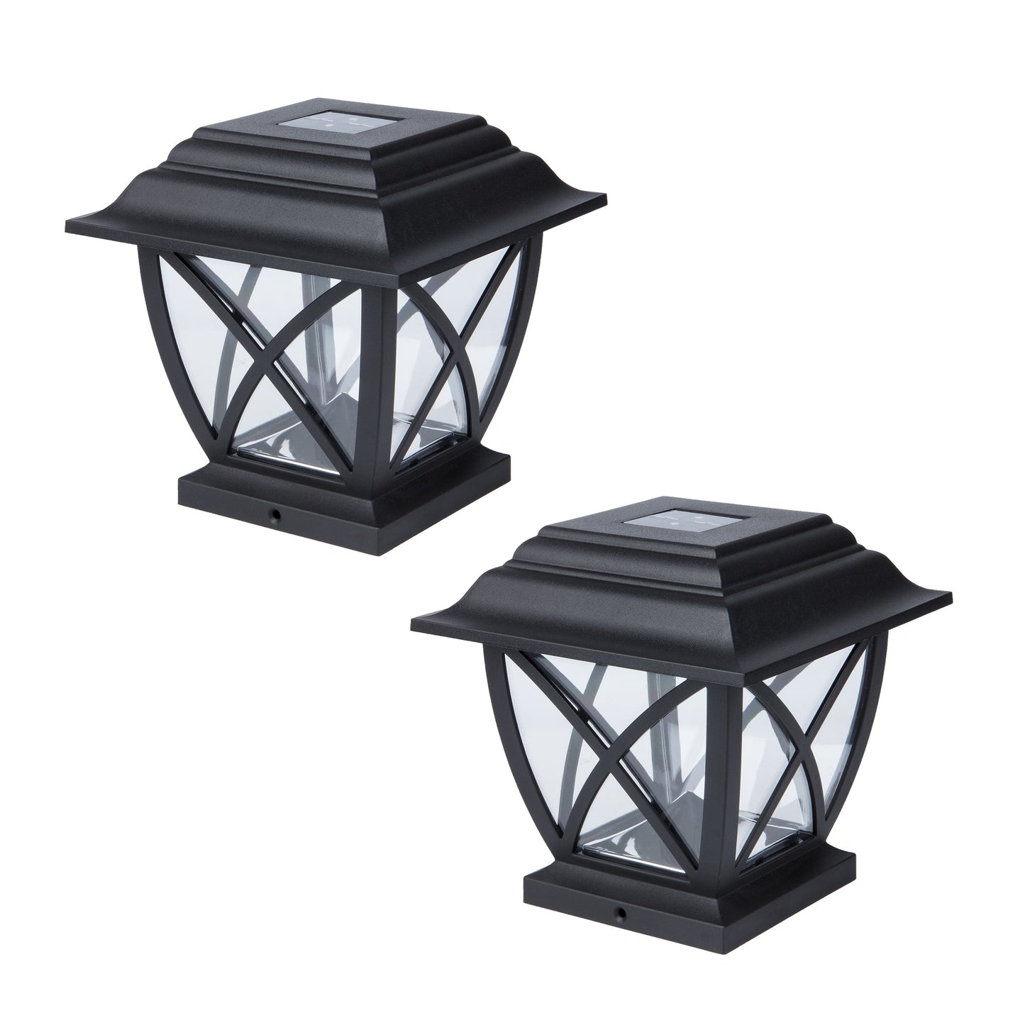 Harbor Breeze 4-in x 4-in 2-Pack 5-Lumen Black Solar LED Outdoor Post Cap Light (3500 K)