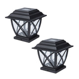 Harbor Breeze 4-in x 4-in 2-Pack 5-Lumen Black Solar LED Outdoor Post Cap Light (3500 K)