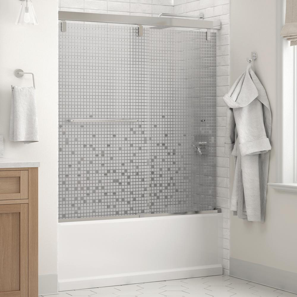 Simplicity 60 x 59-1/4 in. Frameless Mod Soft-Close Sliding Bathtub Door in Chrome with 1/4 in. (6mm) Clear Glass - Super Arbor