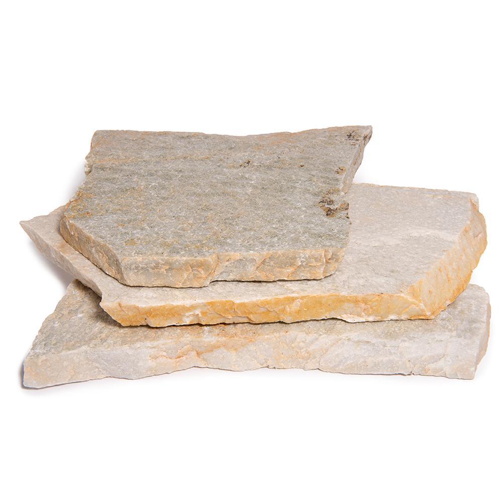 16 in. x 12 in. x 2 in. 120 sq. ft. Silver Quartzite Natural Flagstone for Landscape, Gardens and Pathways - Super Arbor