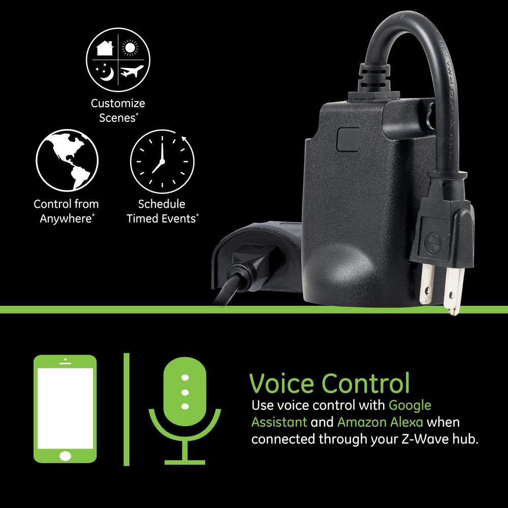 Enbrighten Z-Wave Plus Plug-In Outdoor Switch in Black - Super Arbor