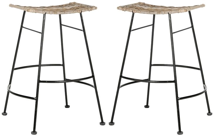 Safavieh Atara Counter Set of 2 Gray Counter Upholstered Bar Stool