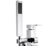 1-Handle Freestanding Floor Mount Roman Tub Faucet Bathtub Filler with Waterfall Style and Hand Shower in Chrome
