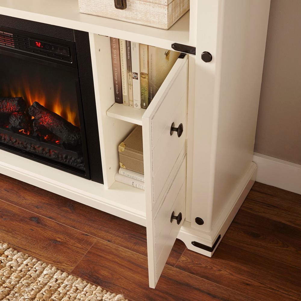 Brannen 60 in. Freestanding Industrial Media Console Electric Fireplace TV Stand in White - Super Arbor