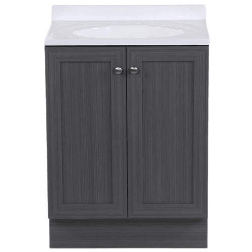 Project Source 24-in Java Single Sink Bathroom Vanity with White Cultured Marble Top