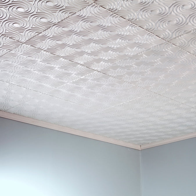 Fasade 2-ft x 2-ft Cyclone Matte White PVC Surface-mount Ceiling Tile (5-Pack, 20-sq ft / Case)