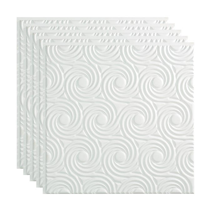 Fasade 2-ft x 2-ft Cyclone Gloss White PVC Surface-mount Ceiling Tile (5-Pack, 20-sq ft / Case)