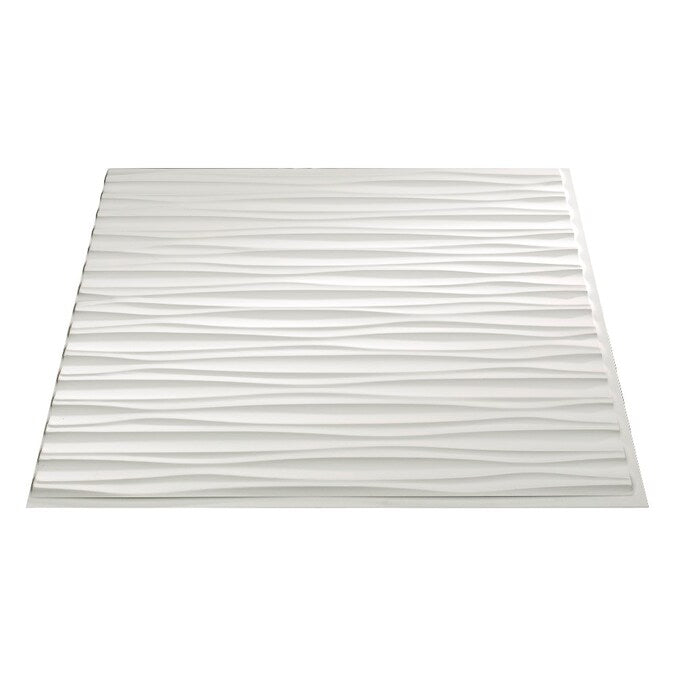 Fasade 2-ft x 2-ft Dunes Horizontal Matte White PVC Surface-mount Ceiling Tile (5-Pack, 20-sq ft / Case)
