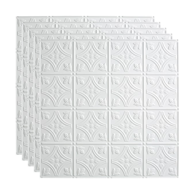 Fasade 2-ft x 2-ft Traditional 1 Gloss White PVC Drop Ceiling Tile (5-Pack, 20-sq ft / Case)