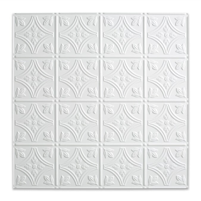 Fasade 2-ft x 2-ft Traditional 1 Matte White PVC Drop Ceiling Tile (5-Pack, 20-sq ft / Case)
