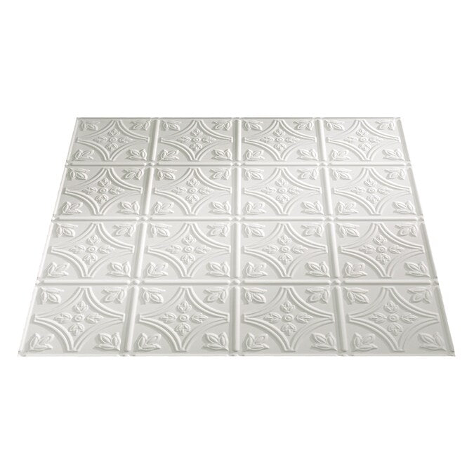 Fasade 2-ft x 2-ft Traditional 1 Matte White PVC Drop Ceiling Tile (5-Pack, 20-sq ft / Case)