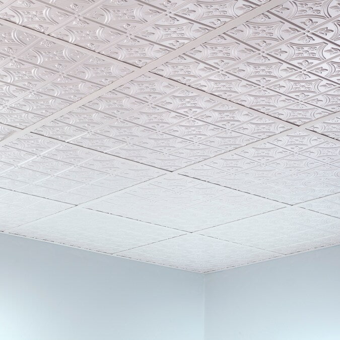 Fasade 2-ft x 2-ft Traditional 1 Matte White PVC Drop Ceiling Tile (5-Pack, 20-sq ft / Case)