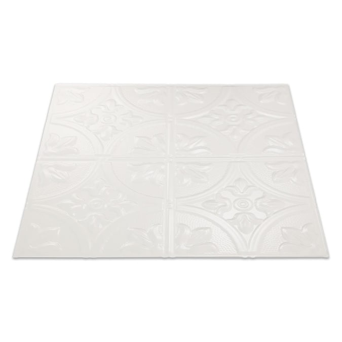 Fasade 2-ft x 2-ft Traditional 2 Gloss White PVC Drop Ceiling Tile (5-Pack, 20-sq ft / Case)