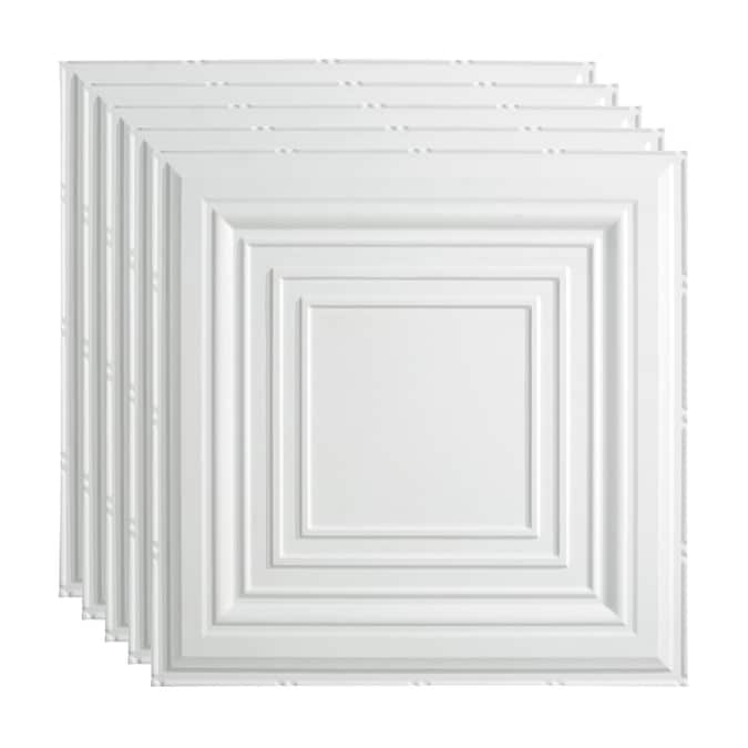 Fasade 2-ft x 2-ft Traditional 3 Matte White PVC Drop Ceiling Tile (5-Pack, 20-sq ft / Case)