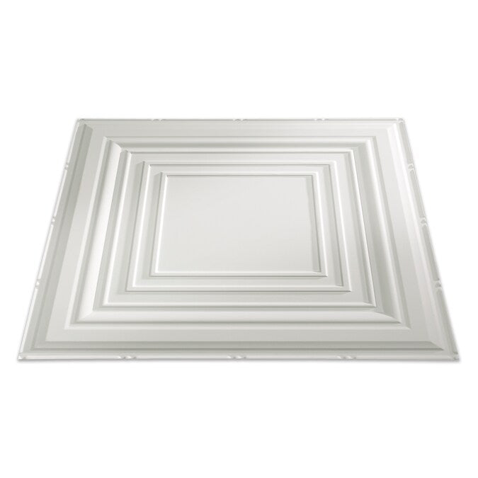 Fasade 2-ft x 2-ft Traditional 3 Matte White PVC Drop Ceiling Tile (5-Pack, 20-sq ft / Case)