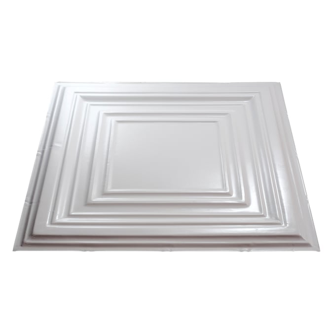 Fasade 2-ft x 2-ft Traditional 3 Gloss White PVC Drop Ceiling Tile (5-Pack, 20-sq ft / Case)