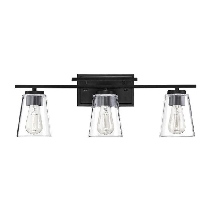 24 in. 3-Light Black Vanity Light