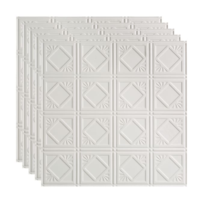 Fasade 2-ft x 2-ft Traditional 4 Matte White PVC Drop Ceiling Tile (5-Pack, 20-sq ft / Case)