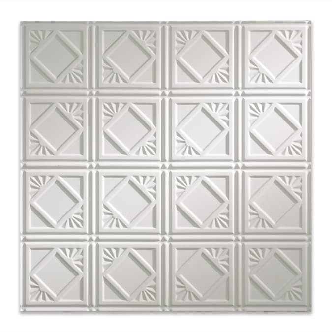 Fasade 2-ft x 2-ft Traditional 4 Matte White PVC Drop Ceiling Tile (5-Pack, 20-sq ft / Case)