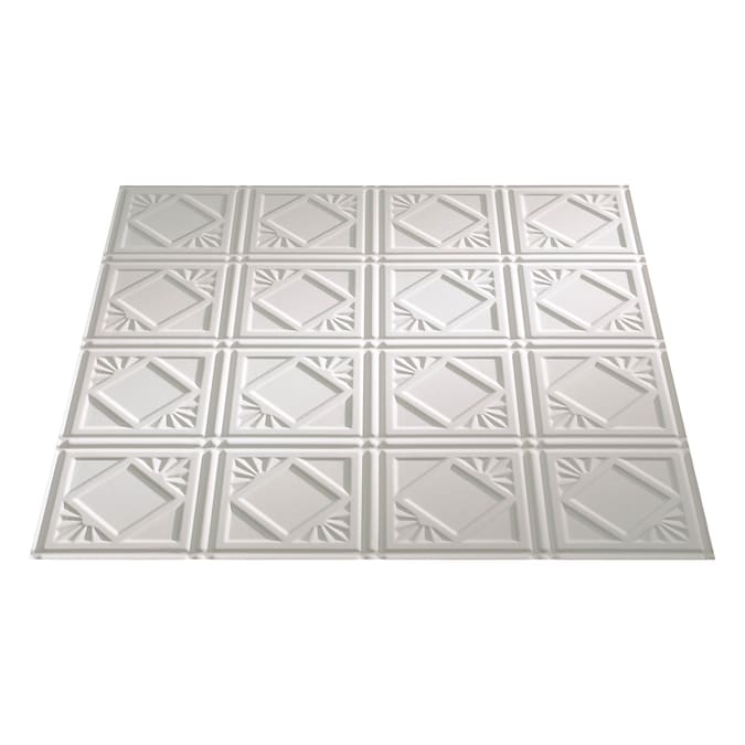 Fasade 2-ft x 2-ft Traditional 4 Matte White PVC Drop Ceiling Tile (5-Pack, 20-sq ft / Case)