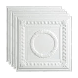 Fasade 2-ft x 2-ft Rosette Matte White PVC Drop Ceiling Tile (5-Pack, 20-sq ft / Case)