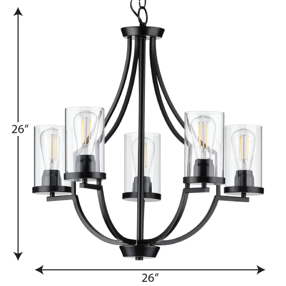 Progress Lighting Lassiter 5-Light Matte Black Traditional Chandelier