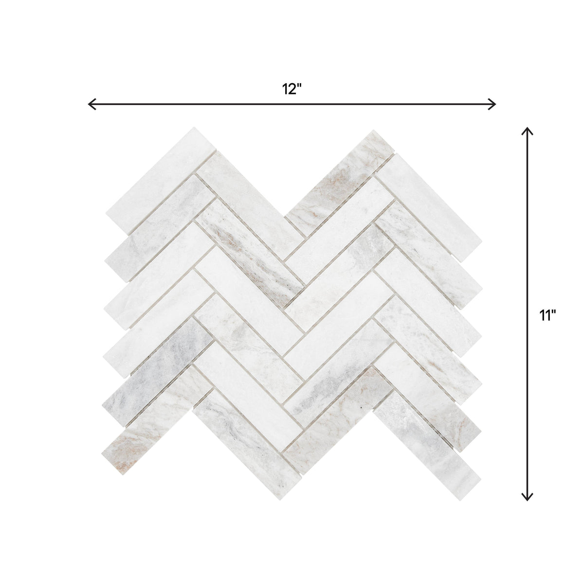 American Olean Genuine Stone White Ember 11-in x 12-in Honed Marble Herringbone Floor and Wall Mosaic Tile (0.67-sq ft per Piece)