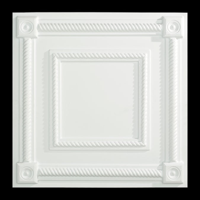 Fasade 2-ft x 2-ft Coffer Gloss White PVC Drop Ceiling Tile (5-Pack, 20-sq ft / Case)