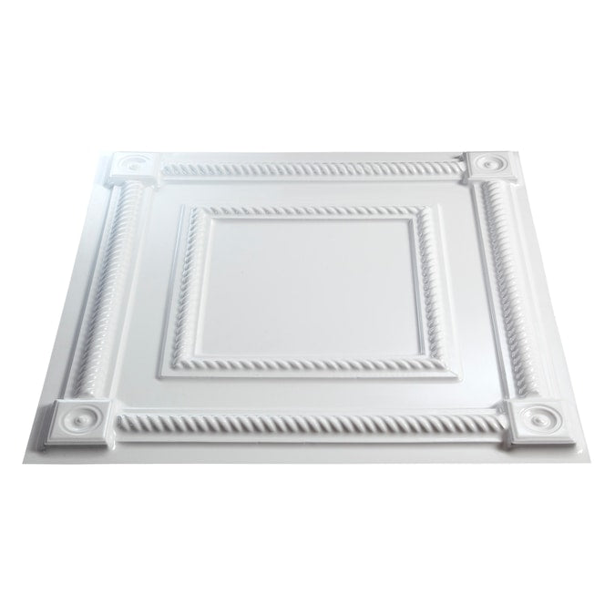 Fasade 2-ft x 2-ft Coffer Gloss White PVC Drop Ceiling Tile (5-Pack, 20-sq ft / Case)