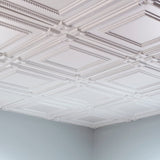 Fasade 2-ft x 2-ft Coffer Gloss White PVC Drop Ceiling Tile (5-Pack, 20-sq ft / Case)