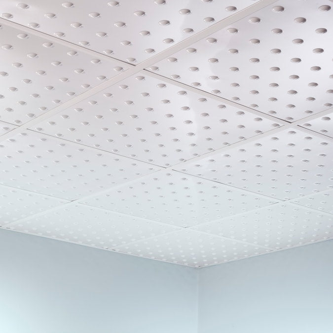 Fasade 2-ft x 2-ft Dome Matte White PVC Drop Ceiling Tile (5-Pack, 20-sq ft / Case)