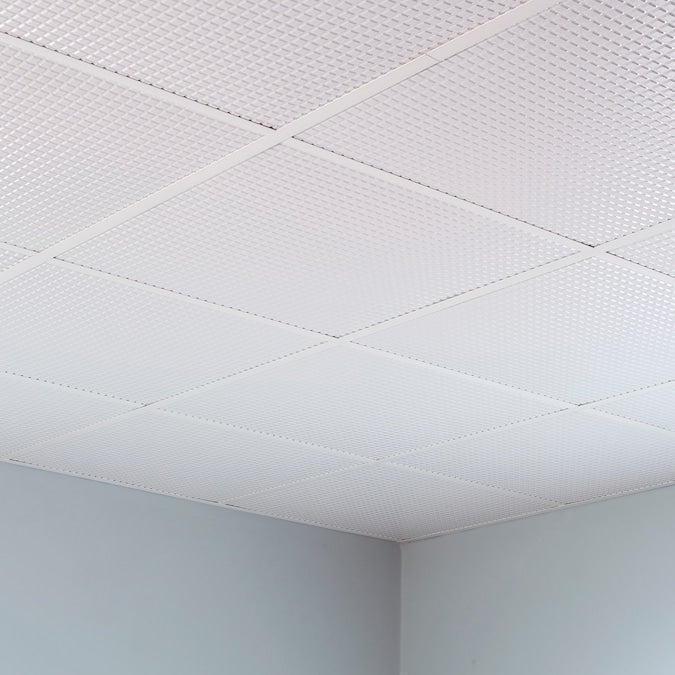 Fasade 2-ft x 2-ft Square Gloss White PVC Drop Ceiling Tile (5-Pack, 20-sq ft / Case)