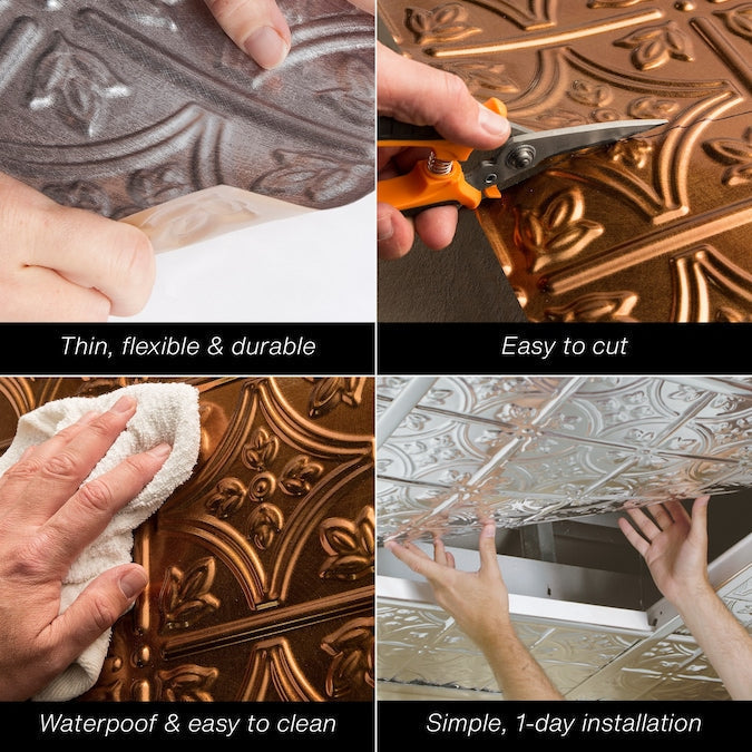 Fasade 2-ft x 2-ft Traditional 4 Matte White PVC Drop Ceiling Tile (5-Pack, 20-sq ft / Case)