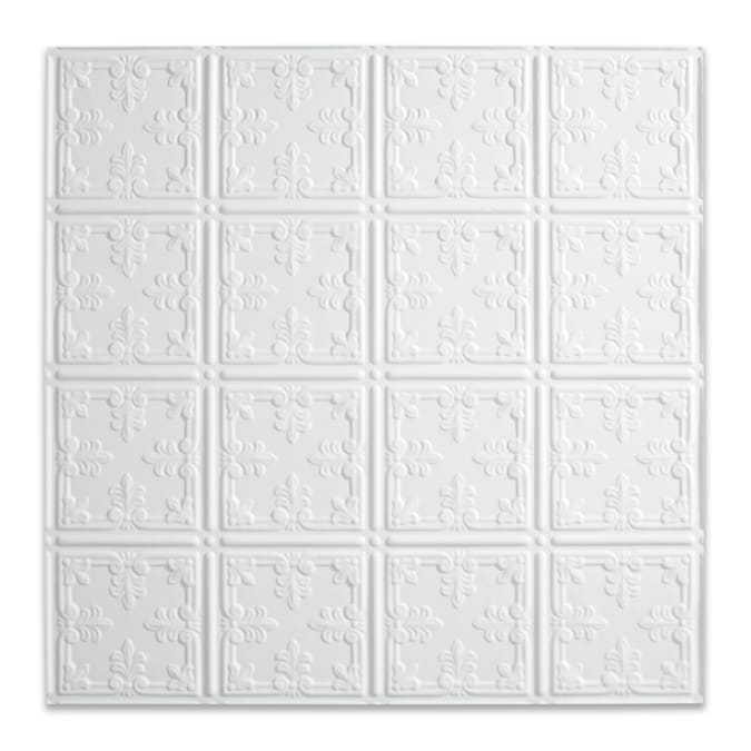 Fasade 2-ft x 2-ft Traditional 10 Matte White PVC Drop Ceiling Tile (5-Pack, 20-sq ft / Case)