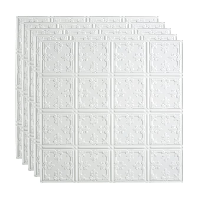 Fasade 2-ft x 2-ft Traditional 10 Matte White PVC Drop Ceiling Tile (5-Pack, 20-sq ft / Case)