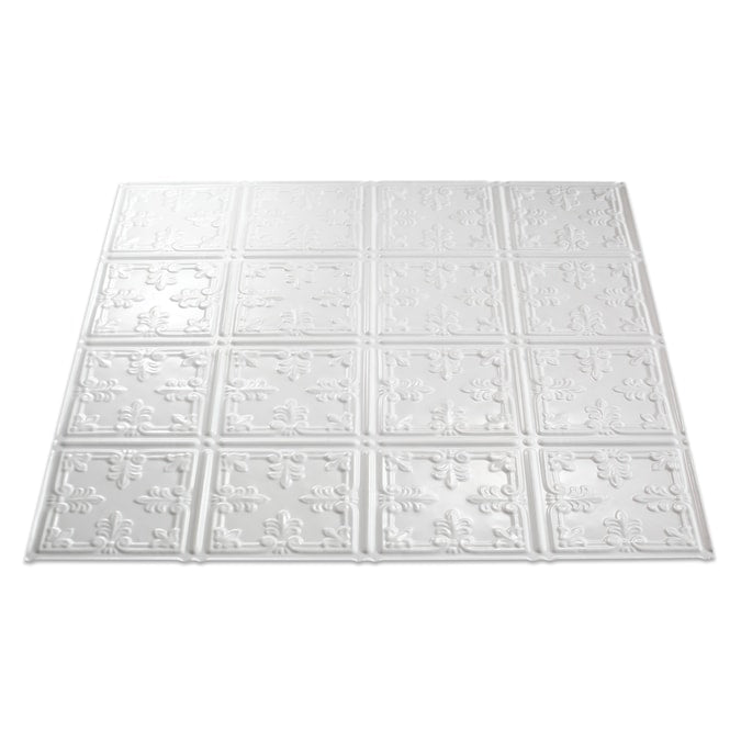 Fasade 2-ft x 2-ft Traditional 10 Matte White PVC Drop Ceiling Tile (5-Pack, 20-sq ft / Case)