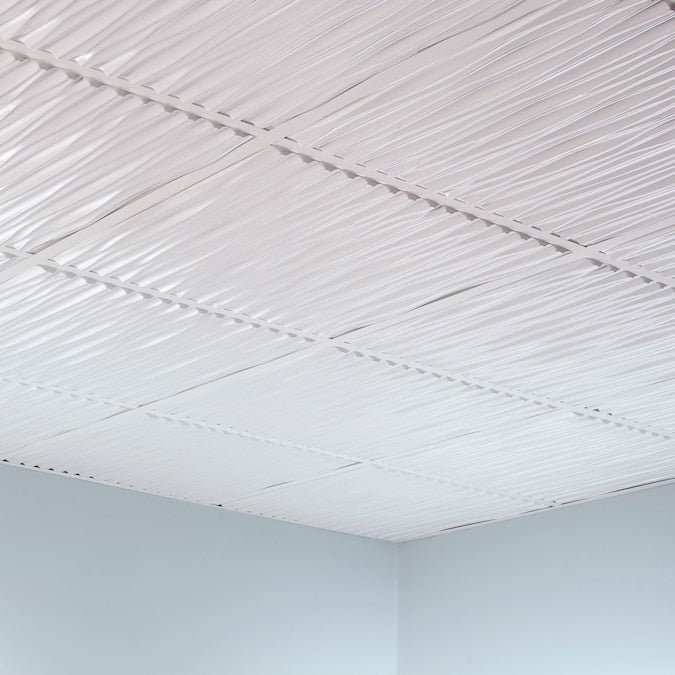 Fasade 2-ft x 2-ft Dunes Gloss White PVC Drop Ceiling Tile (5-Pack, 20-sq ft / Case)