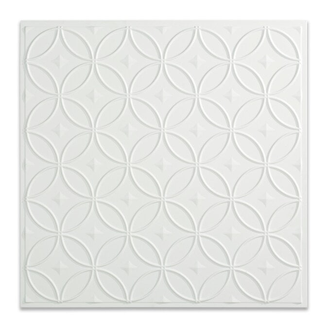 Fasade 2-ft x 2-ft Rings Gloss White PVC Drop Ceiling Tile (5-Pack, 20-sq ft / Case)